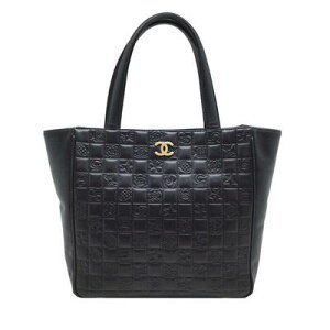CHANEL Icon Line Tote Bag Lambskin Leather x Black